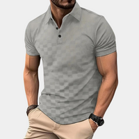 Poloshirt für Herren - Karo-Design Kurzarm-Poloshirt für den Sommer 2024 – Grau