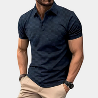 Poloshirt für Herren - Karo-Design Kurzarm-Poloshirt für den Sommer 2024 – Marine