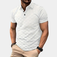 Poloshirt für Herren - Karo-Design Kurzarm-Poloshirt für den Sommer 2024 – Weiß