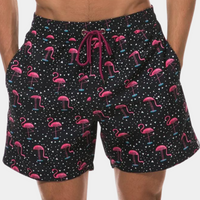 Bedruckte Sommershorts Für Herren | Kordelzug – Schwarzer Flamingo