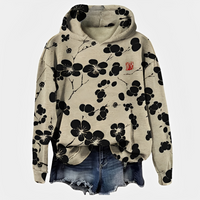 Emelyn - Damen Hoodie mit Blumen-Akzent – Schwarz