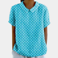 Lebendiges Blusenshirt für Frauen | Kurzarm – Hellblau