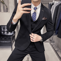 Herren Dreiteilig Modern Anzug Set | Hochzeitsgast Anzug – Schwarz