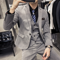 Herren Dreiteilig Modern Anzug Set | Hochzeitsgast Anzug – Hellgrau