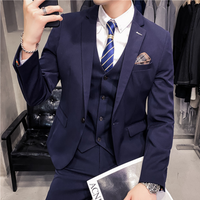 Herren Dreiteilig Modern Anzug Set | Hochzeitsgast Anzug – Marine