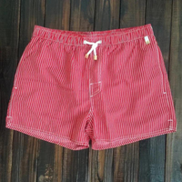 Gestreifte Badeshorts Mit Kordelzug Für Herren | Stilvoll – Rot