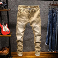 Herren Lang Jeans mit Taschen – Khaki
