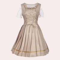 Damen Traditionell Elegante Oktoberfest Dirndl Kleid – Beige
