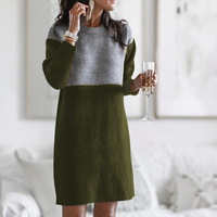 Tara | Lässiges Strickpullover Kleid Damen elegant – Grün