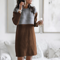 Tara | Lässiges Strickpullover Kleid Damen elegant – Braun