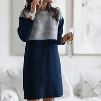Tara | Lässiges Strickpullover Kleid Damen elegant – Blau