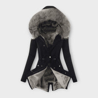 Maurelle – Winterjacke mit Fellkapuze – Schwarz - Grau