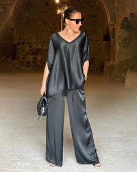 Damen Festlicher Zweiteiliges Set | Elegante – Schwarz