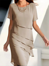 DORINA - MIDIKLEID MIT KURZEN ÄRMELN – Khaki