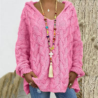 Heidi-Mode | Gestrickter Hoodie – Dunkelrosa