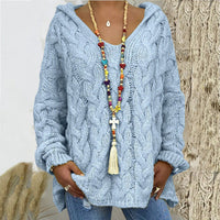 Heidi-Mode | Gestrickter Hoodie – Himmelblau