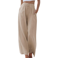 Elegante Damen Stoffhose aus Baumwolle und Leinen – Beige