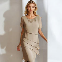 Elegantes Damen Chiffon Kleid – Khaki