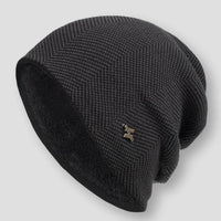 Herren Woll-Beanie Winterstrick Klassisch – Schwarz