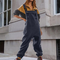 Damen Cord-Overall mit Fleece-Futter und verstellbaren Trägern – Marine