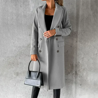 Warmer Damen Trenchcoat für den Winter mit Gürtel – Grau