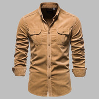 Overshirt für Herren - Sommer Outdoor Cordhemd mit langen Ärmeln – Braun