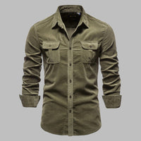 Overshirt für Herren - Sommer Outdoor Cordhemd mit langen Ärmeln – Grün
