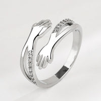 Verstellbarer Umarmungsring mit Zirkonia in Gold und Silber – Silber
