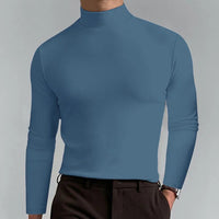 Herren Slim-Fit Rollkragenpullover mit langen Ärmeln – Denim blau