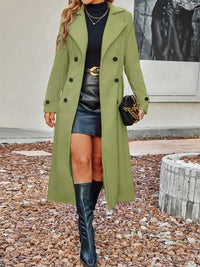 Damen Wintermantel mit Reverskragen - Warme Wollmischung für Eleganz & Komfort – Olivgrün