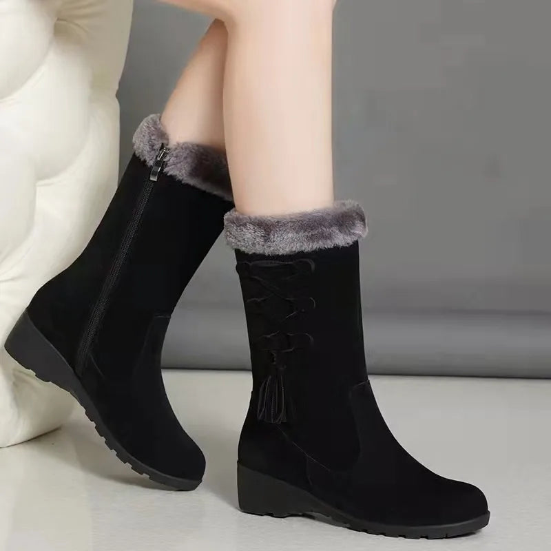 Giseline | Moderne Damenstiefel mit Fleecefutter und seitlichem Reißverschluss – Winter 2024 Edition