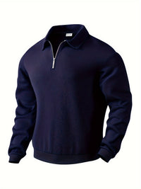 Herren Vintage Strickjacke mit geometrischem Reißverschluss-Muster – Blau