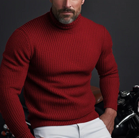 Rollkragenpullover Herren Elegant | Schmaler Schnitt – Rot