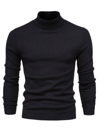 Eleganter Herren Rollkragenpullover aus Merinowolle – Schwarz