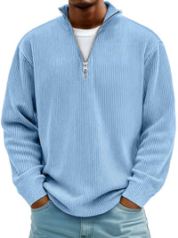 Randal - Langarm Pullover Mit Halbem Reißverschluss – Blau