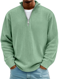 Randal - Langarm Pullover Mit Halbem Reißverschluss – Grün