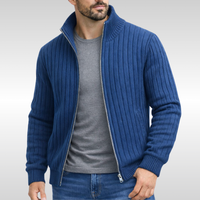 Roald – Klassische Strickjacke Mit Reißverschluss – Blau