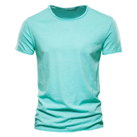 Herren Lässig T-Shirt | Bequem – Cyan Blau