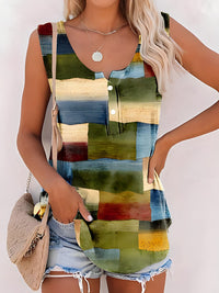 Leila - Tanktop Hemd mit Vintage-Streifen – Grün