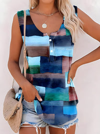 Leila - Tanktop Hemd mit Vintage-Streifen – Blau