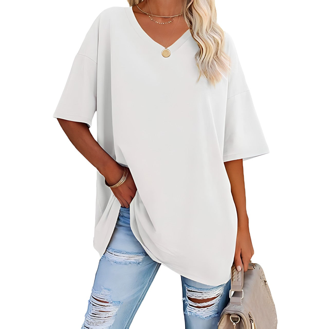 Danièle - Lockeres T-Shirt mit V-Ausschnitt für Frauen