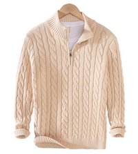 Oliver | Strickpullover mit Zippkragen – Beige