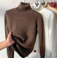 Meg - Bequemer warmer Rollkragenpullover für den Winter – Braun