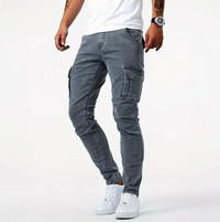 Cargo Slim-Fit Jeans für Herren aus Stretch-Denim – Grau
