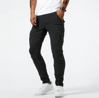 Cargo Slim-Fit Jeans für Herren aus Stretch-Denim – Schwarz