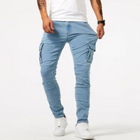 Cargo Slim-Fit Jeans für Herren aus Stretch-Denim – Blau