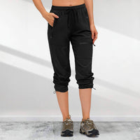 Schnelltrocknende UPF 50+ Sommer-Cargo-Wanderhose für Frauen – Leichter und bequemer Sonnenschutz – Schwarz
