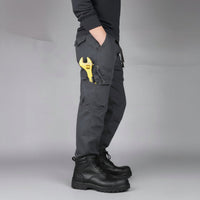Hose für Herren mit vielen Taschen und Gummizug im geraden Schnitt – Grau