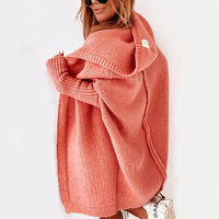Damen Strickjacke Long Cardigan | Oversized Mit Kapuze – Orange