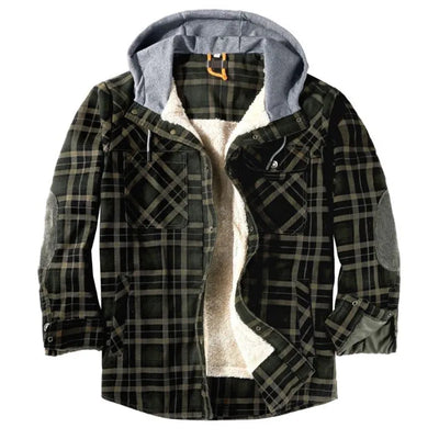 Honoree | Herren-Winterjacke aus Samt mit Kapuze und kariertem Innenfutter